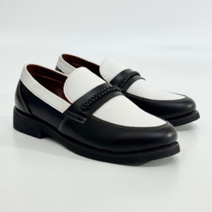 Braided Penny Loafer (Black & white)